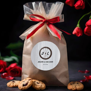 Modern Casual Motorcycle Biker monogrammed Wedding Classic Round Sticker