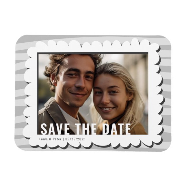 Modern Casual One Photo Wedding Save The Date Magnet (Horizontal)
