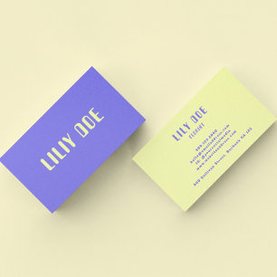 Modern Casual Patel Blue Yellow Typography  Business Card