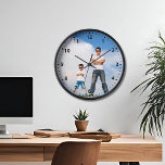 Modern Casual Personalised Family Photo Wall<br><div class="desc">Modern and casual wood wall clock personalised with your own family photo. Mocup not scaled,  please check the dimensions for each design variation.</div>