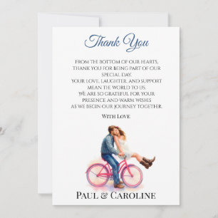 Modern Casual Romantic Couple Illustration Party Thank You Card
