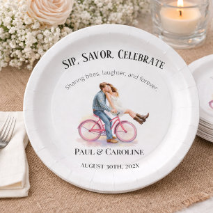Modern Casual  Romantic Wedding Artistic Couple  Paper Plate