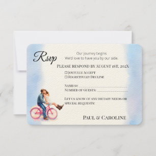 Modern Casual RomanticWedding Couple Watercolor  RSVP Card