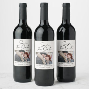 Modern casual script black typography wedding wine label