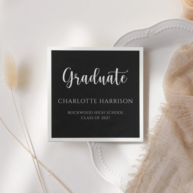 Modern Casual Script Graduation Paper Napkin (Creator Uploaded)