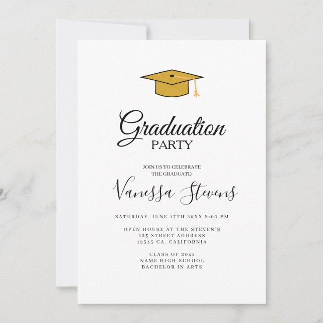 Modern Casual Script Photo Graduation Invitation (Front)