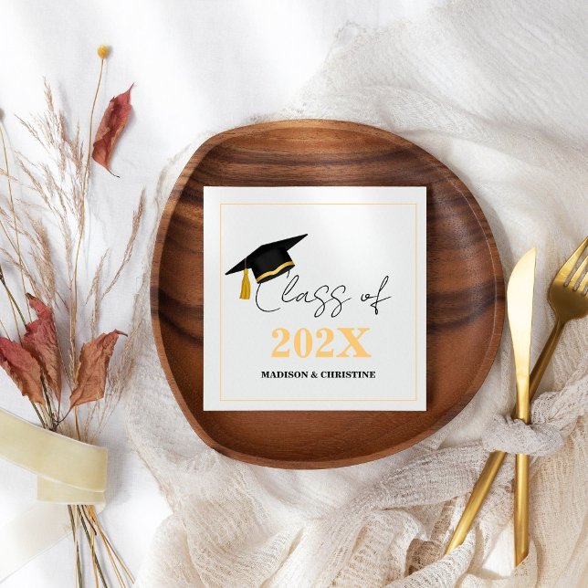 Modern Casual Script Twin Graduation Party  Napkin (Creator Uploaded)
