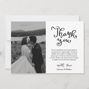Modern Casual Thank You Script Wedding Photo Card
