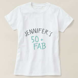 Modern Casual Turquoise Black 50 Fabulous Birthday T-Shirt