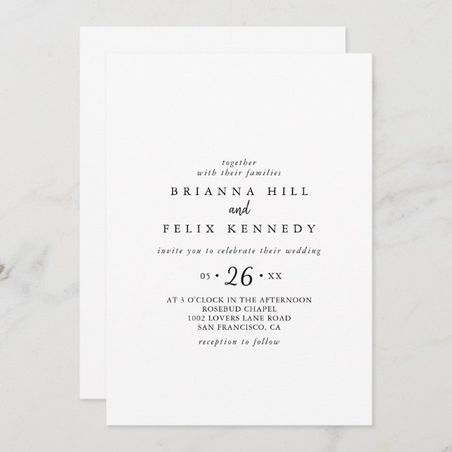 Modern Casual Wedding Invitation (Front/Back)