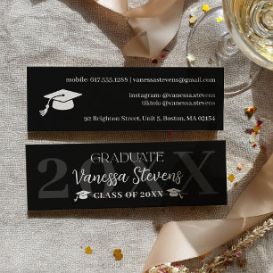 Modern Casual white black name card graduation
