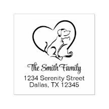 Modern Cat and Dog - Family Name Return Address