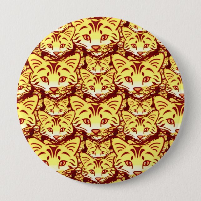 Modern cat art 10 cm round badge (Front)
