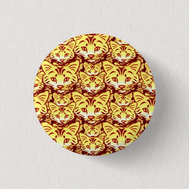 Modern cat art 3 cm round badge (Front)
