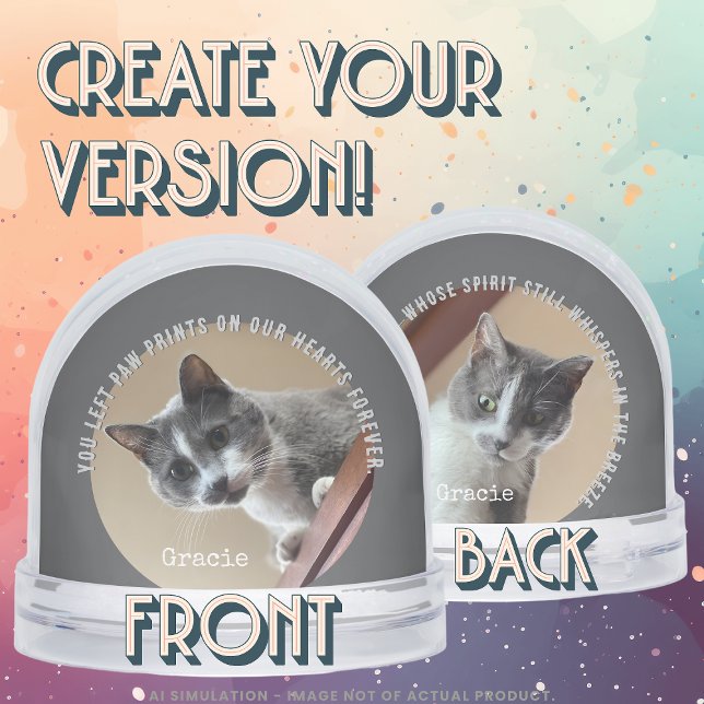 Modern Cat Memorial Remembrance Custom Pet Photos  Snowglobe (Creator Uploaded)