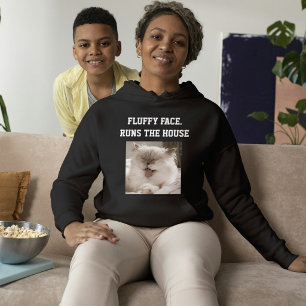 Modern Cat Mum Custom Text Pet Photo White Black Hoodie
