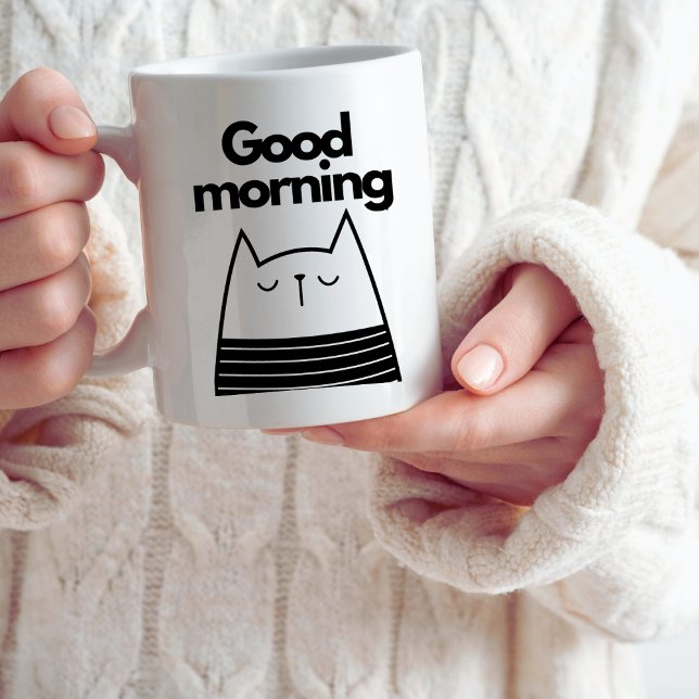 Modern Cat Mum Cute Black & White Coffee Mug (Creator Uploaded)