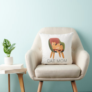 Modern Cat Mum Watercolor  Cushion