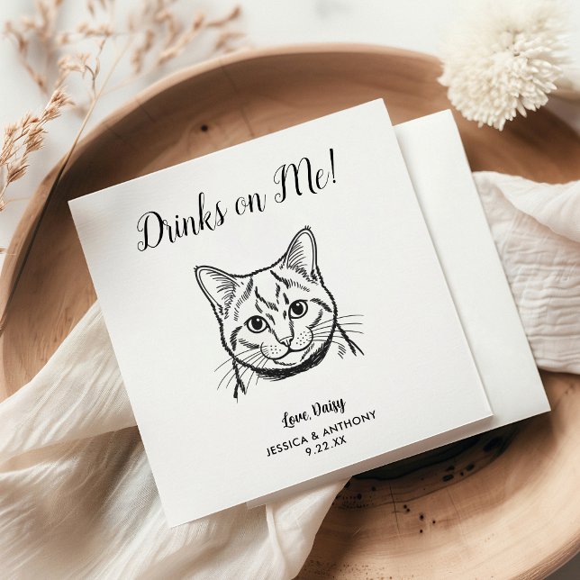 Modern Cat Wedding Cocktail Napkins  (Creator Uploaded)