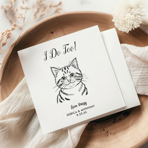 Modern Cat Wedding Cocktail Napkins