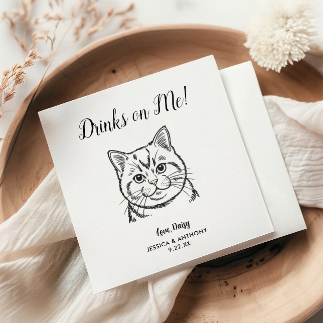 Modern Cat Wedding Cocktail Napkins  (Creator Uploaded)