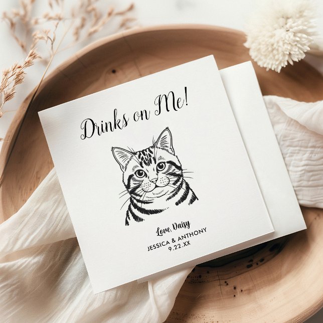 Modern Cat Wedding Cocktail Napkins  (Creator Uploaded)