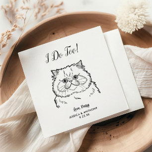 Modern Cat Wedding Cocktail Napkins