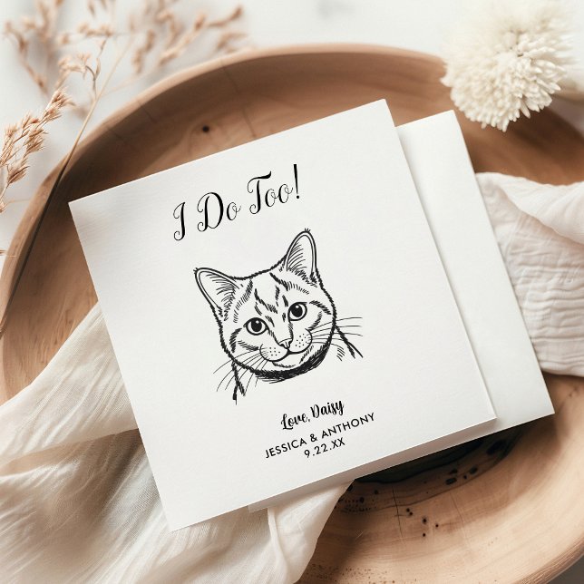 Modern Cat Wedding Cocktail Napkins  (Creator Uploaded)