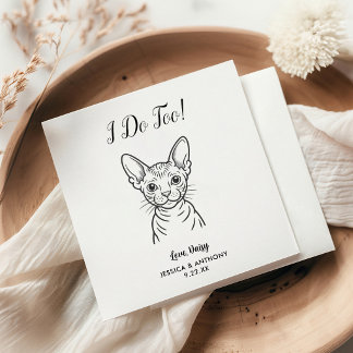 Modern Cat Wedding Cocktail Napkins