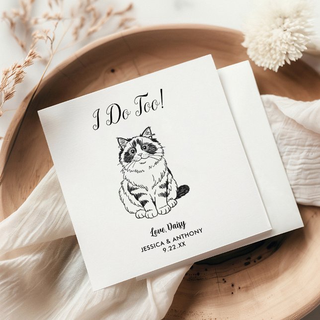Modern Cat Wedding Cocktail Napkins  (Creator Uploaded)