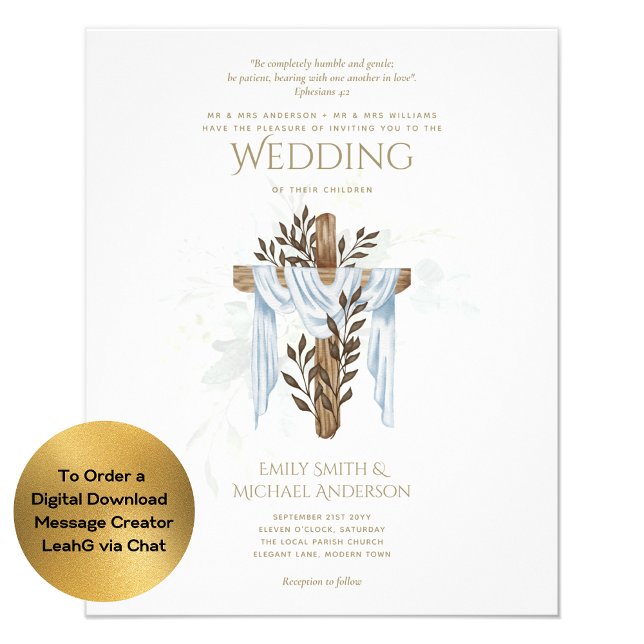 Modern Catholic Wedding Invitations Elegant White Flyer (Creator Uploaded)