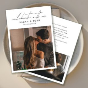 Modern Celebrate With Us 2 Photo Engagement Party Invitation