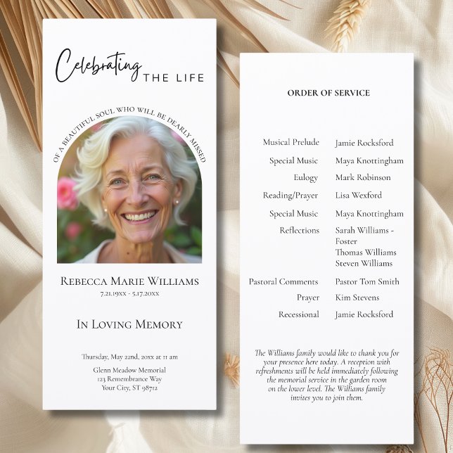 Modern Celebrating The Life Arch Photo Funeral Programme (Modern Celebrating The Life Arch Photo Funeral Program)