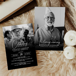 Modern Celebration of Life Funeral Memorial Photo Invitation