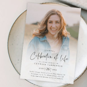 Modern Celebration of Life Memorial Funeral Invitation