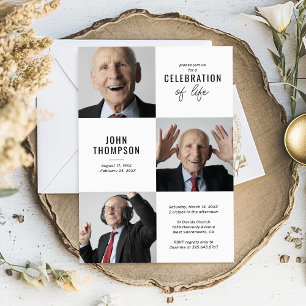 Modern Celebration of Life Memorial Funeral Invitation