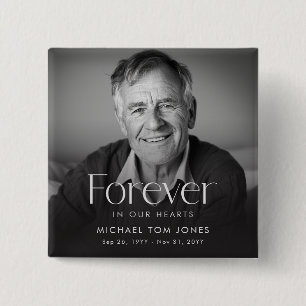 Modern Celebration of Life Memorial Funeral Photo 15 Cm Square Badge
