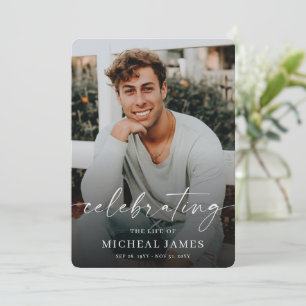 Modern Celebration of Life Memorial Funeral Photo Invitation