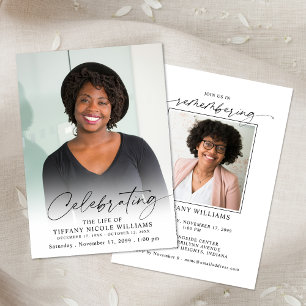 Modern Celebration of Life Memorial Funeral Photo Invitation