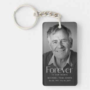 Modern Celebration of Life Memorial Funeral Photo Key Ring