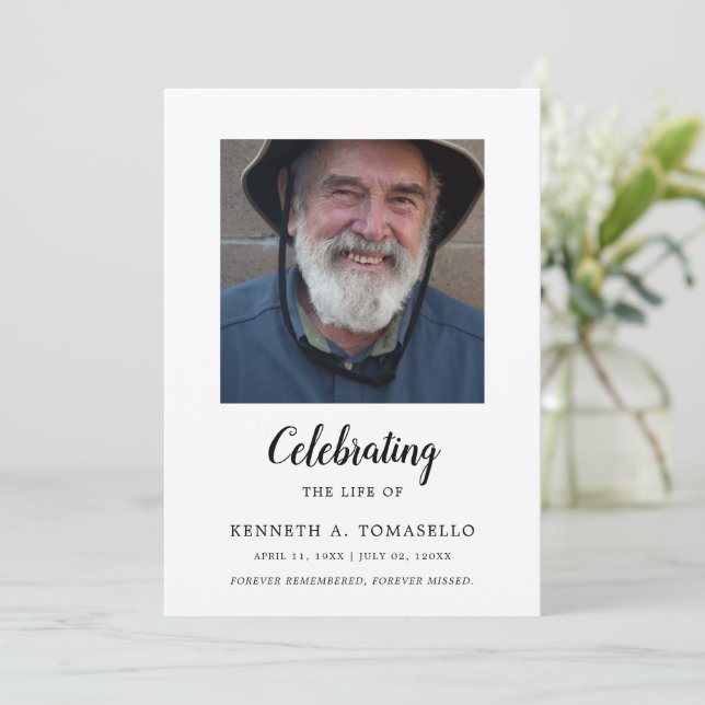 Modern Celebration Of Life Memorial Photo Flat Programme (Standing Front)