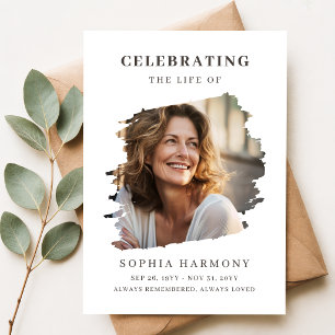 Modern Celebration of Life Memorial Photo Invitation