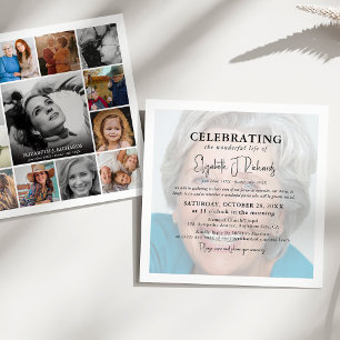 Modern Celebration of Life Photo Collage Keepsake Invitation