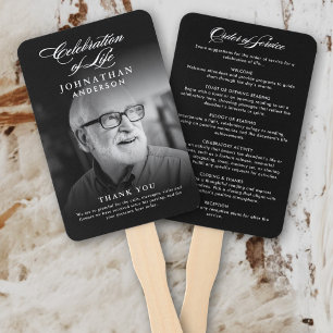 Modern Celebration of Life Photo Funeral Program Hand Fan