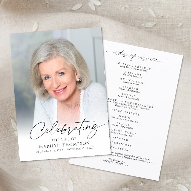 Modern Celebration of Life Photo Memorial Funeral Programme (Creator Uploaded)