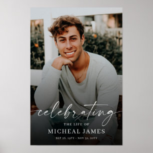 Modern Celebration of Life Photo Memorial Poster