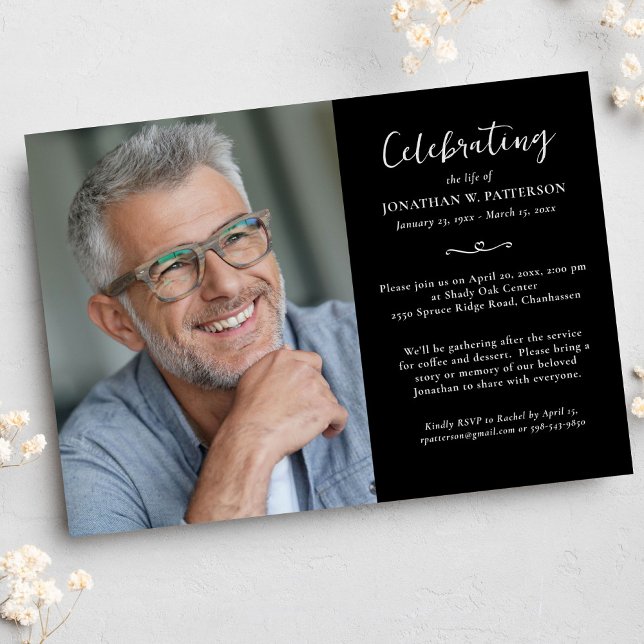 Modern Celebration of Life Photos Custom Poem Invitation (Creator Uploaded)
