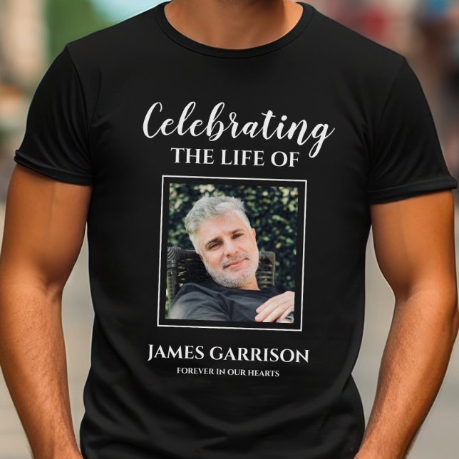 Modern Celebration Of Life With Photo Memorial T-Shirt (Creator Uploaded)