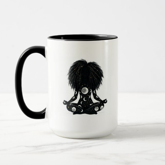 Modern Celestial Meditating Silhouette Mug (Left)