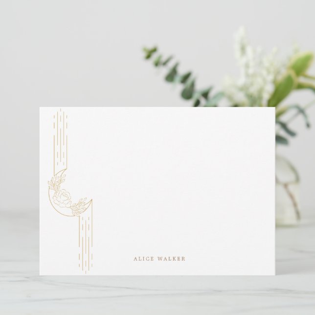 Modern Celestial Monogram Stationery Note Card (Standing Front)